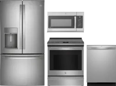 4 Piece Package Includes Refrigerator, Range, Microwave And Dishwasher